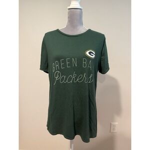 NFL Women's Sz‎ Large Green Bay Packers NFL Football T-Shirt Top Stitch Font